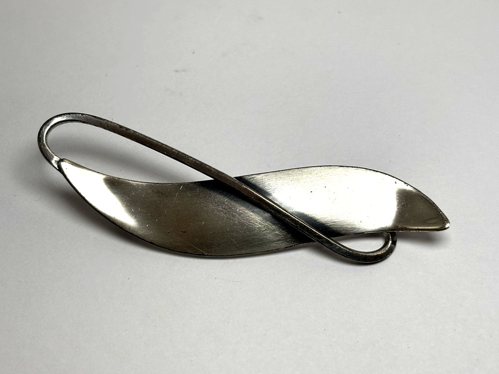 Antique Vintage SILVER Brooch with Mystery Hallmark - 2.5" Long Detailed Pin